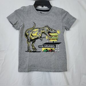 Epic Threads Boys Gray‎ Yellow T-rex Graphic Print Short Sleeve Casual Tee Sz 7